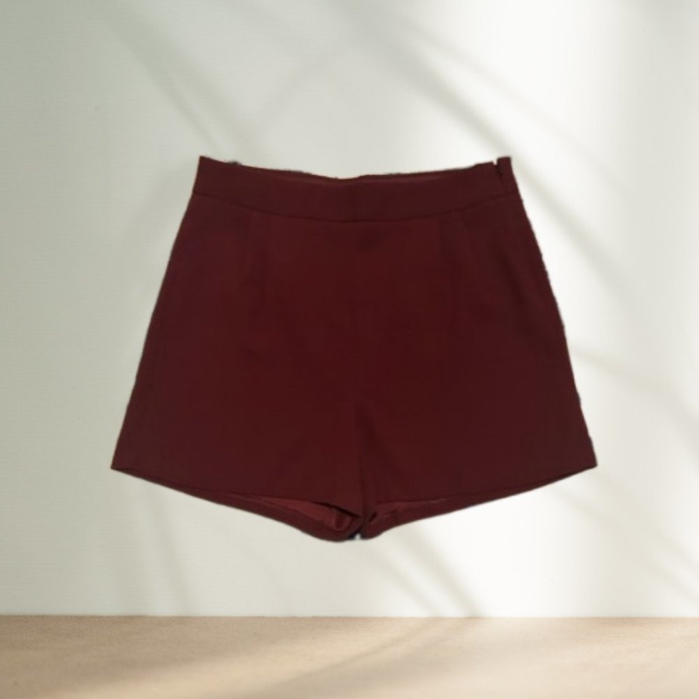 Express Midi High Rise Shorts - Burgundy